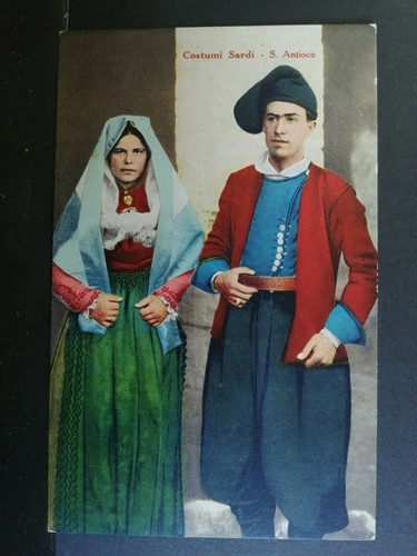 Cartolina costumi sardi - costumi,